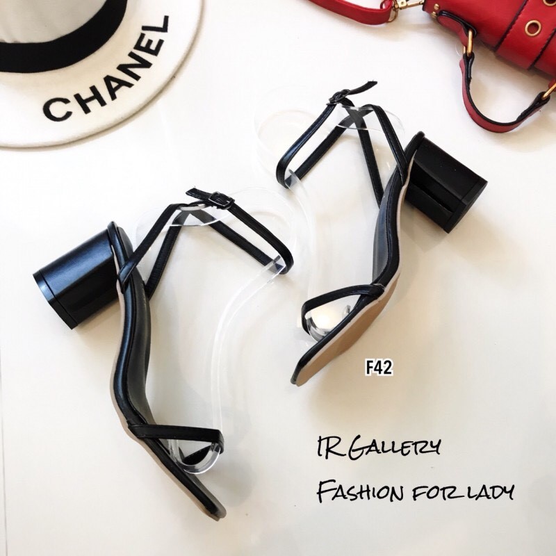 รองเท้าส้นตันหนังพียูนิ่ม (สีน้ำตาล)