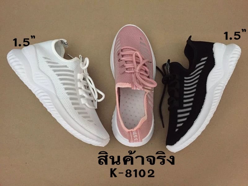 รองเท้าผ้าใบสไตล์Sportแต่งแถบข้าง (สีขาว)