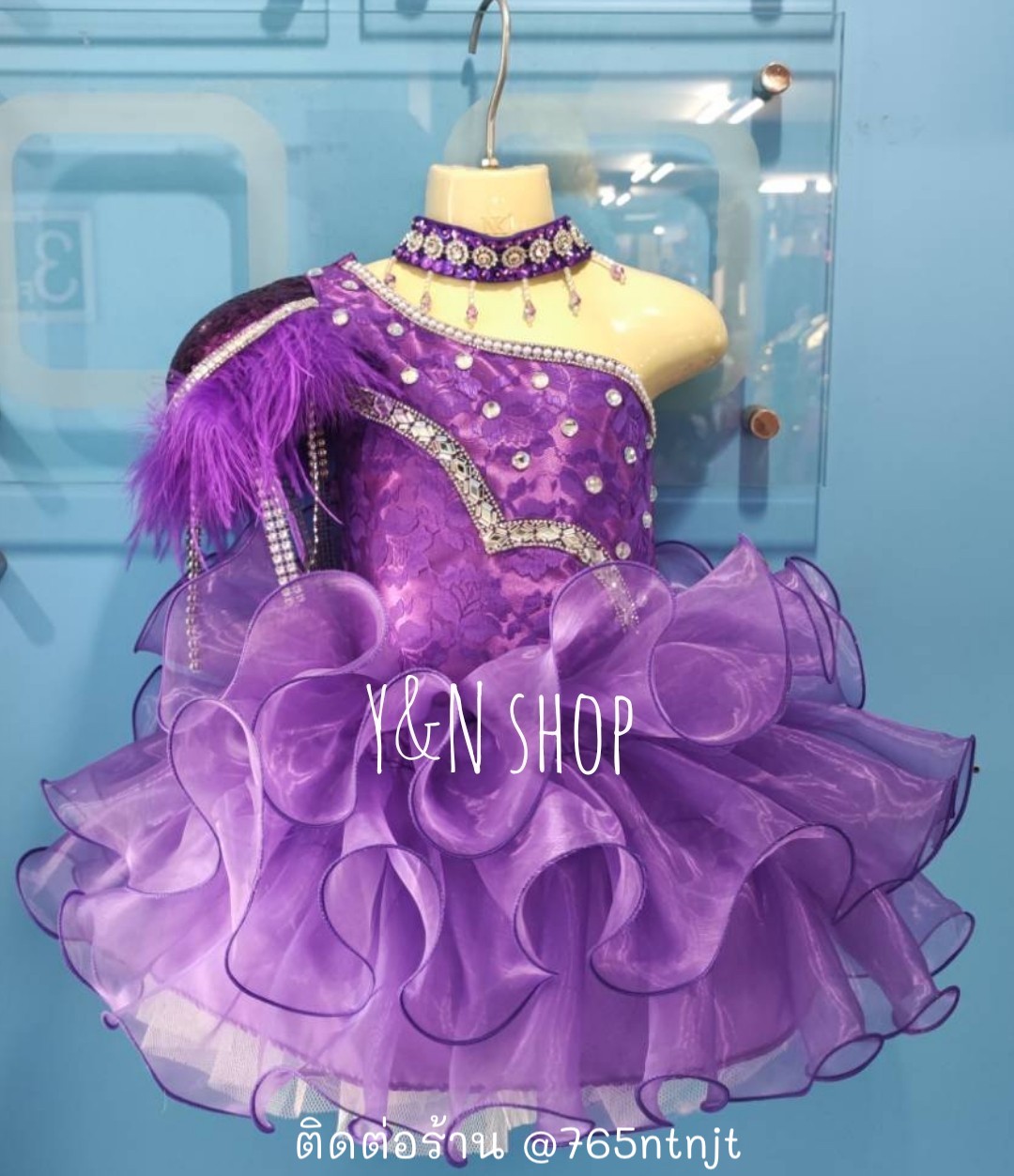 Y&NShop ชุดดรัมเมเยอร์ ชุดเชียร์ลีดเดอร์ เด็กหญิงอนุบาล-ประถมต้น แบบชุดไหล่ข้างเดียว