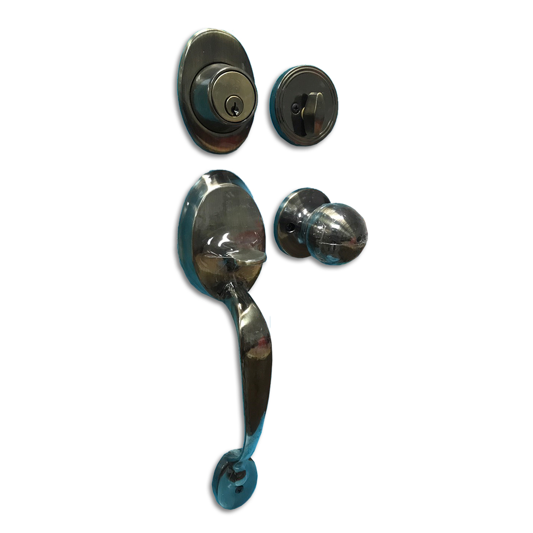 มือจับประตูใหญ่ 9001 แบบเดี่ยว ทองเหลืองรมดำ ตราช้าง