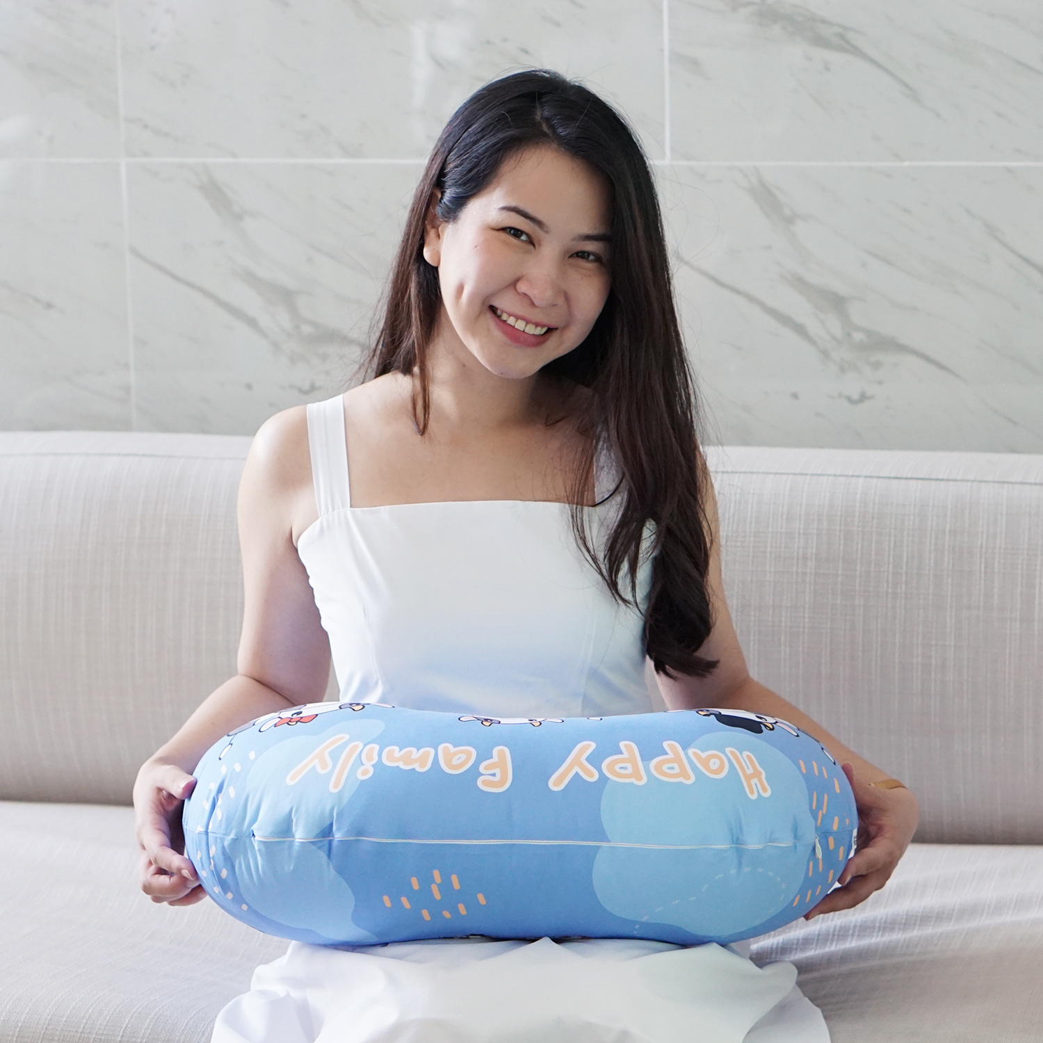 หมอนรองให้นม สั่งทำใส่ชื่อ ลาย Cow1 - Indigo