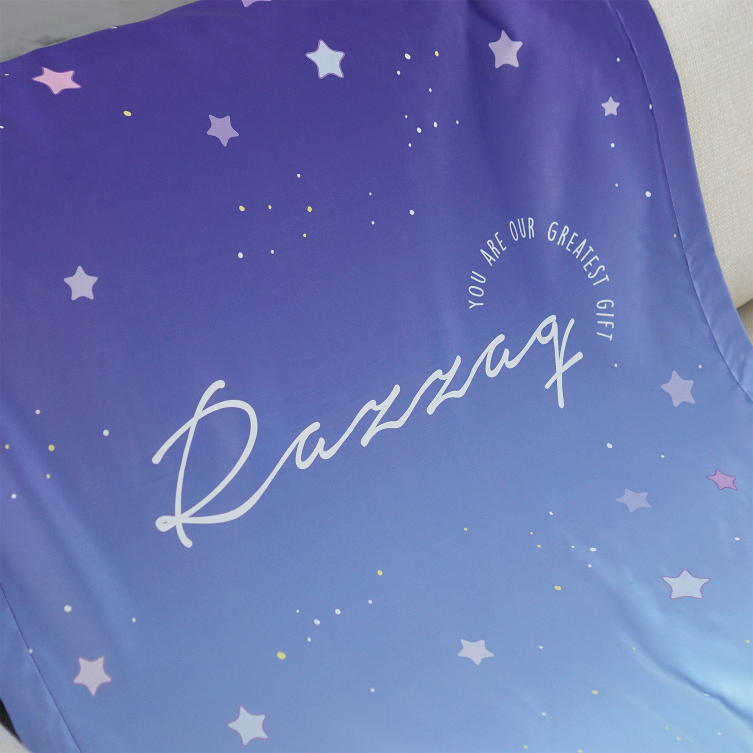 ผ้าห่ม สั่งทำใส่ชื่อ ลาย Little Stars - Navy Blue