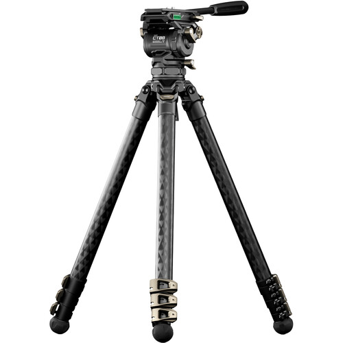 TT-CT08-75-SG | Tilta 75mm Cine Fluid Head with 3-Stage Carbon Fiber Tripod Legs (8KG) – Space Gray