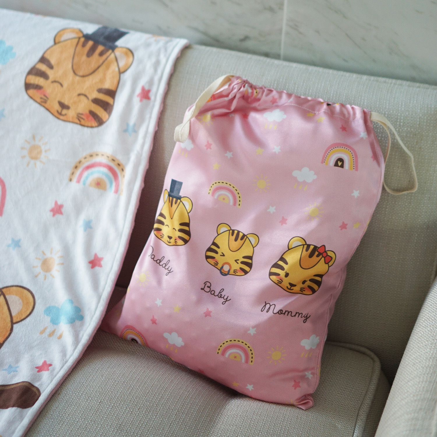 ผ้าห่ม Minky 75x100cm พร้อมส่ง ลาย Tiger