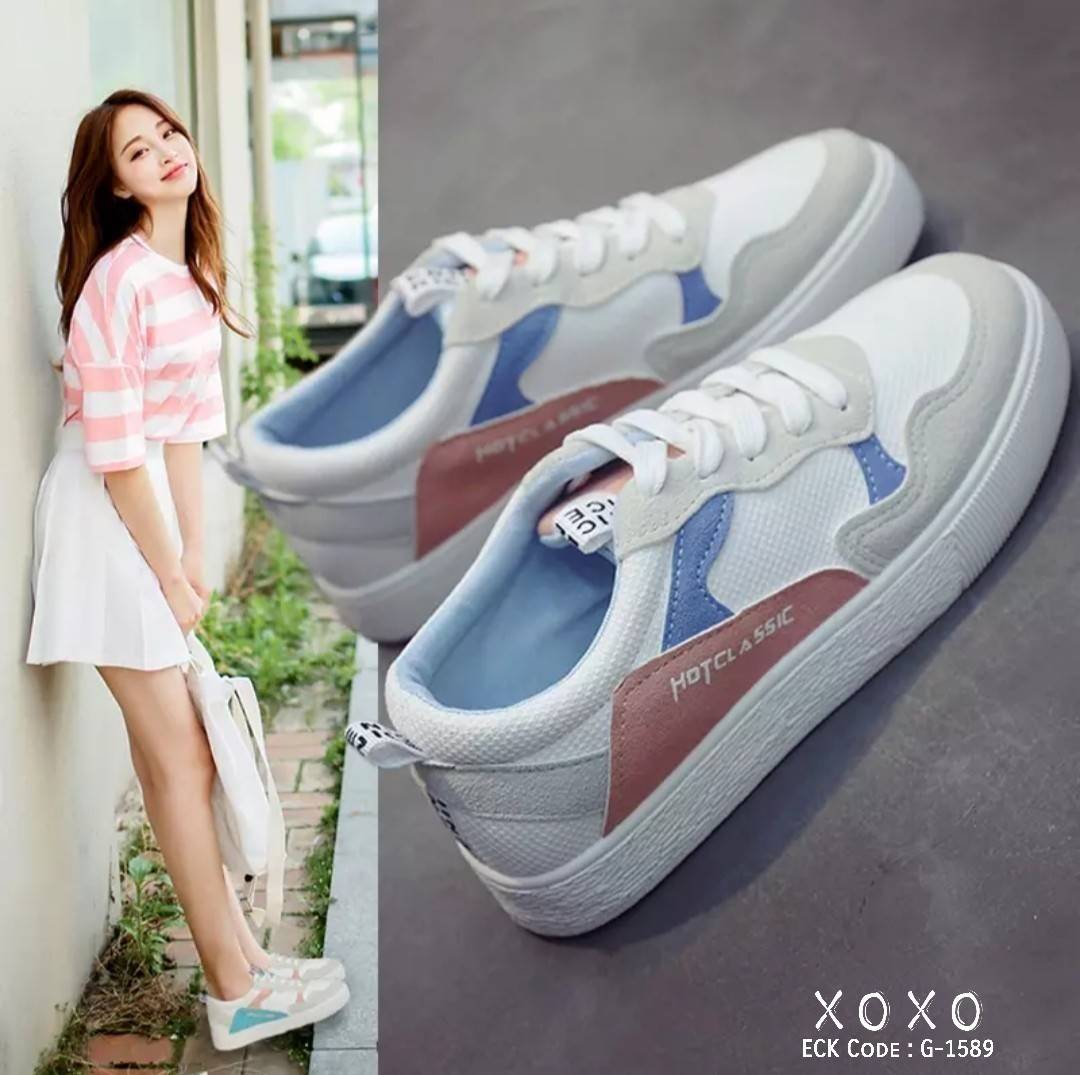 รองเท้าผ้าใบsport girlแต่งสีพาสเทล (เขียว)