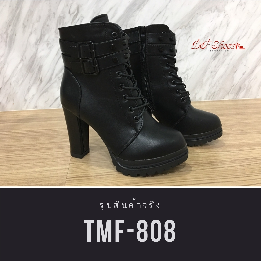 รองเท้าบูทส้นสูงแต่งซิปสไตล์แฟชั่นเกาหลี