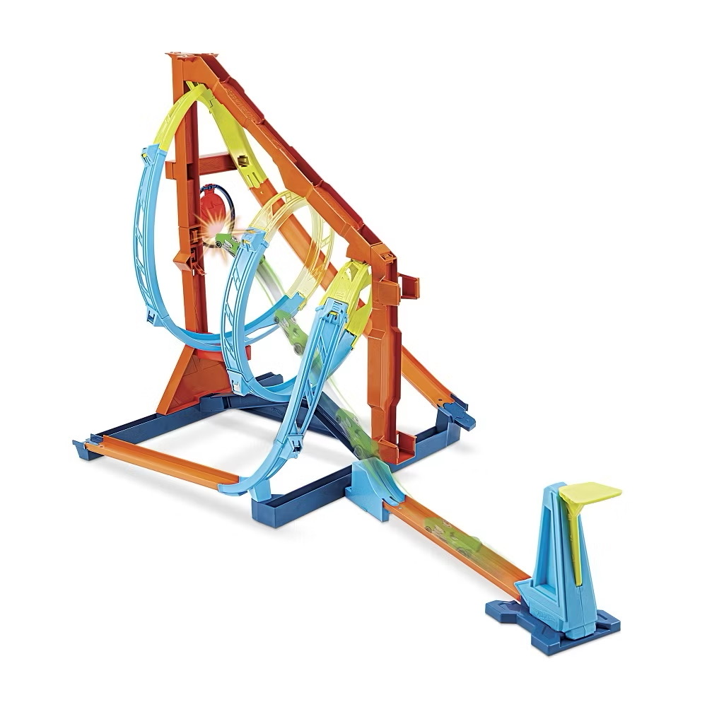 Hot Wheels Track Builder Unlimited Corkscrew Twist Kit ฮอตวีลแทร็กบิลเดอร์ ชุดรางเกลียวชนเป้า (HDX79) ลิขสิทธิ์แท้