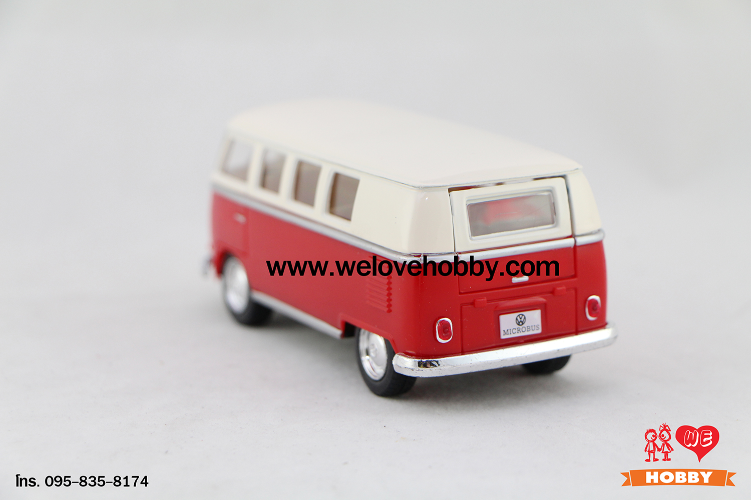 โมเดลรถตู้โฟล์คคลาสสิค 1962 Volkswagen Classical Bus สีแดง-ครีม Scale 1:32