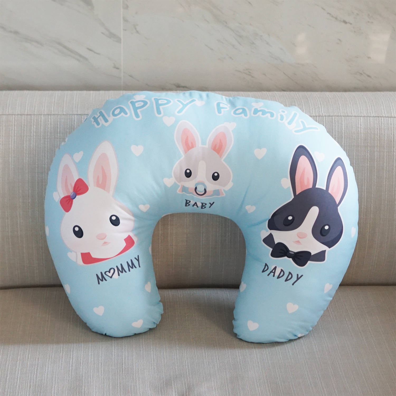 หมอนรองให้นม Nursing Pillow แบบพร้อมส่ง ลายกระต่ายสีฟ้า - Rabbit Boy - Blue