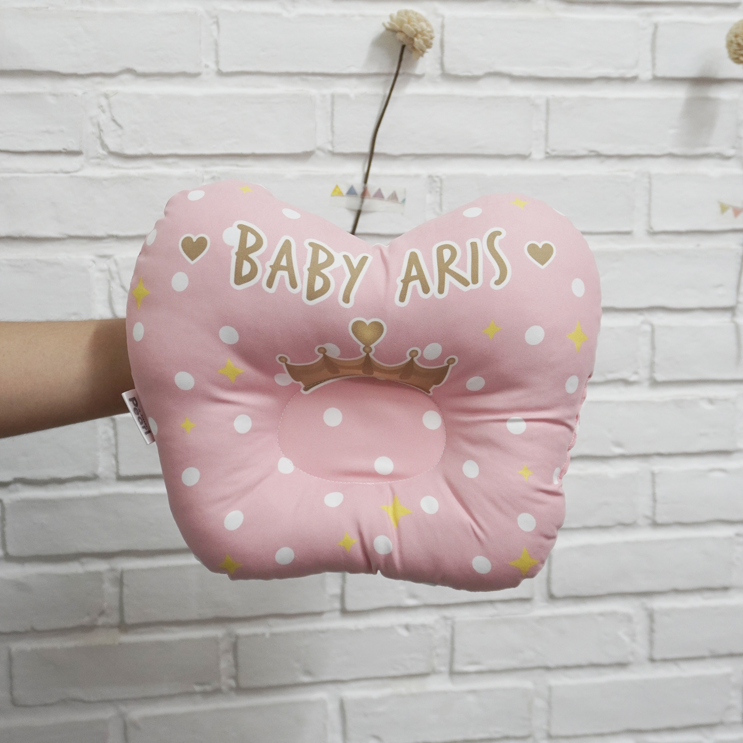 หมอนเด็ก หมอนหลุม Baby Pillow สั่งทำใส่ชื่อ ลาย Princess - Pink