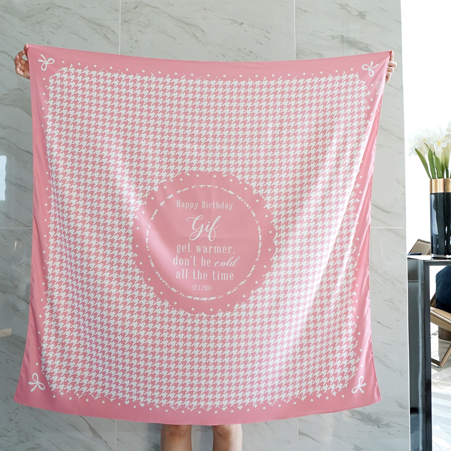 ผ้าพันคอ ลาย Houndstooth - Pink