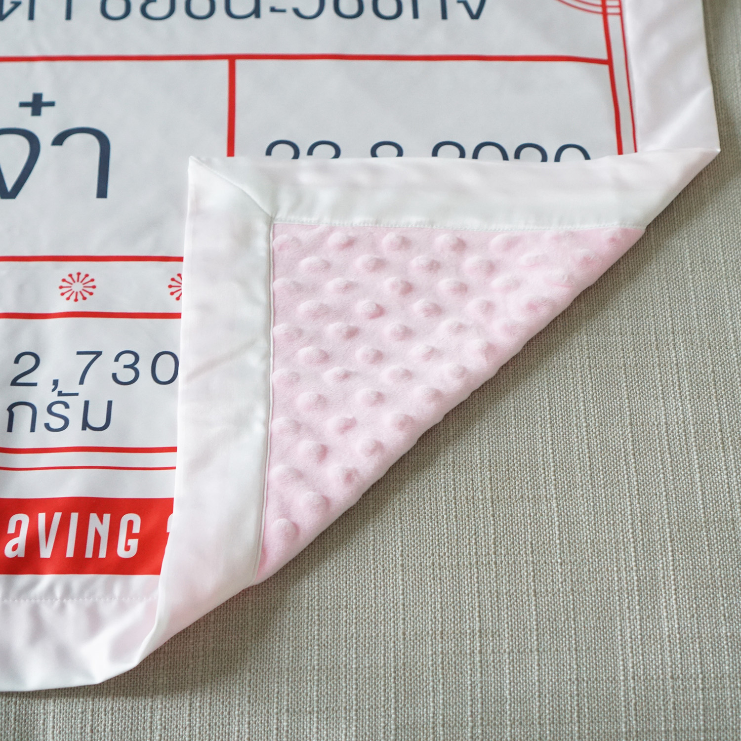 ผ้าห่มเด็ก ใส่ประวัติแรกเกิด ลาย Chinese Calendar - White/Grey