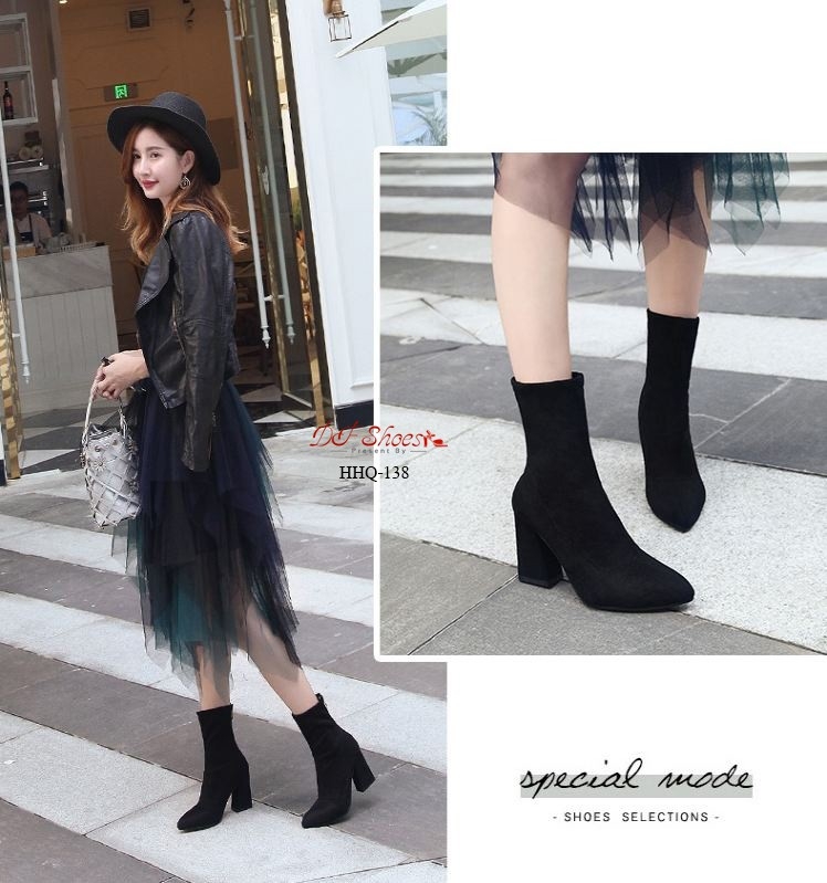 รองเท้าบูทส้นตันหุ้มข้อสูง