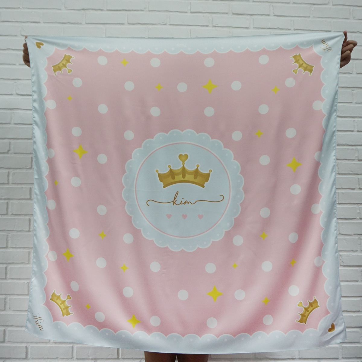 ผ้าพันคอ ลาย Princess - Pink สั่งทำใส่ชื่อ