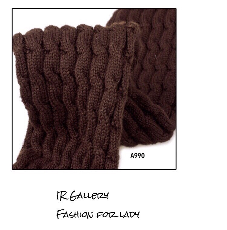 รองเท้าบูทยาวตัดต่อสไตล์ถุงเท้า (สีน้ำตาล)