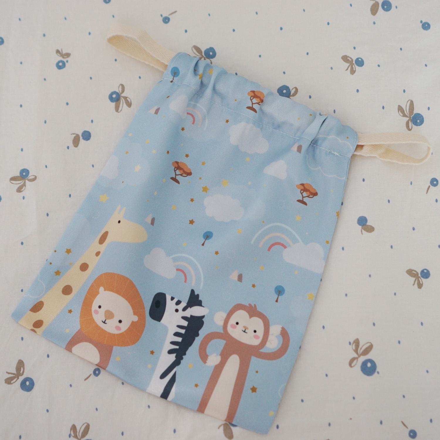 ถุงผ้าซาติน ลาย Safari - Blue