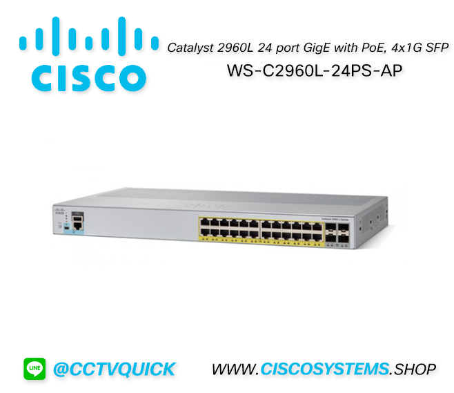 EOL WS-C2960L-24PS-AP (Cisco Catalyst 2960L 24 port GigE with PoE, 4 x 1G SFP) LAN Lite ** C1000-24P-4G-L