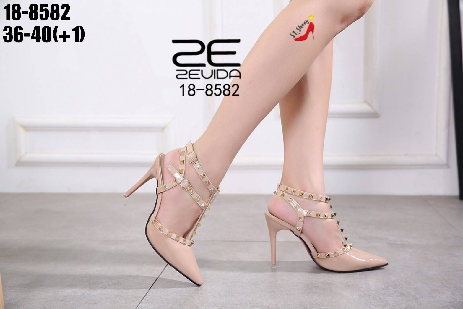 รองเท้าส้นสูงเปิดท้าย Style Valentino (สีชมพู)