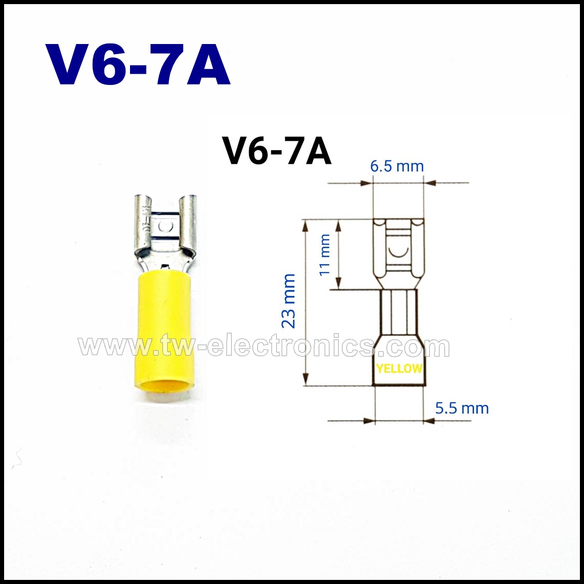 หางปลาเสียบแบน ตัวเมีย หุ้ม(สีเหลือง) T-LUG / V6-7A