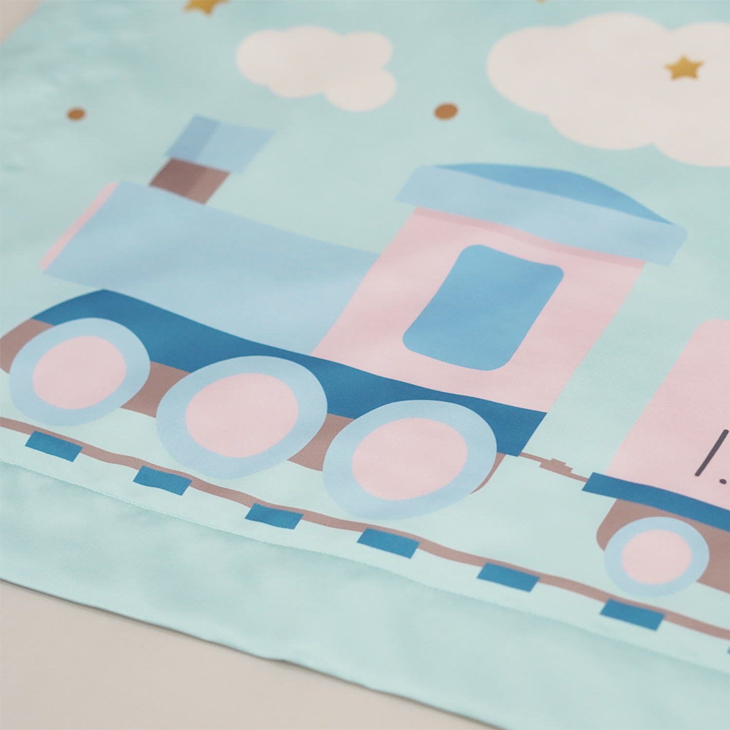 ผ้าห่มเด็ก ใส่ประวัติแรกเกิด ลายรถไฟ Train - Mint
