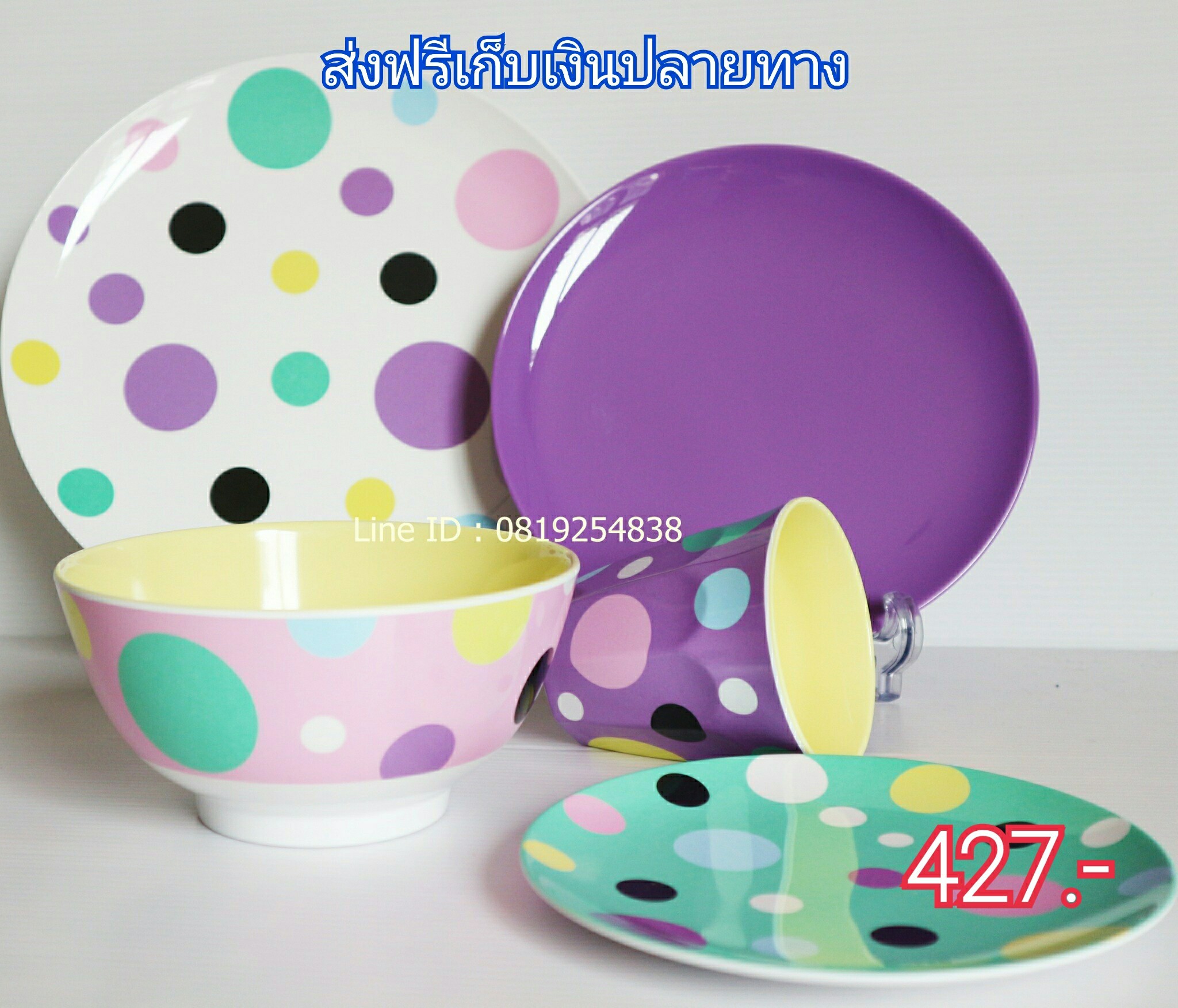 ชุดจานลายจุดจัดเซ็ท 5 ชิ้น