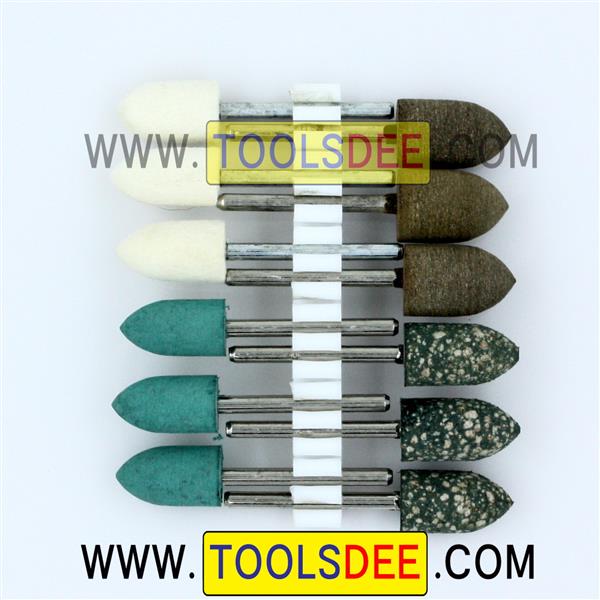 ลูกยางขัดเงา แกน 3 mm ชุด 6 ชิ้น