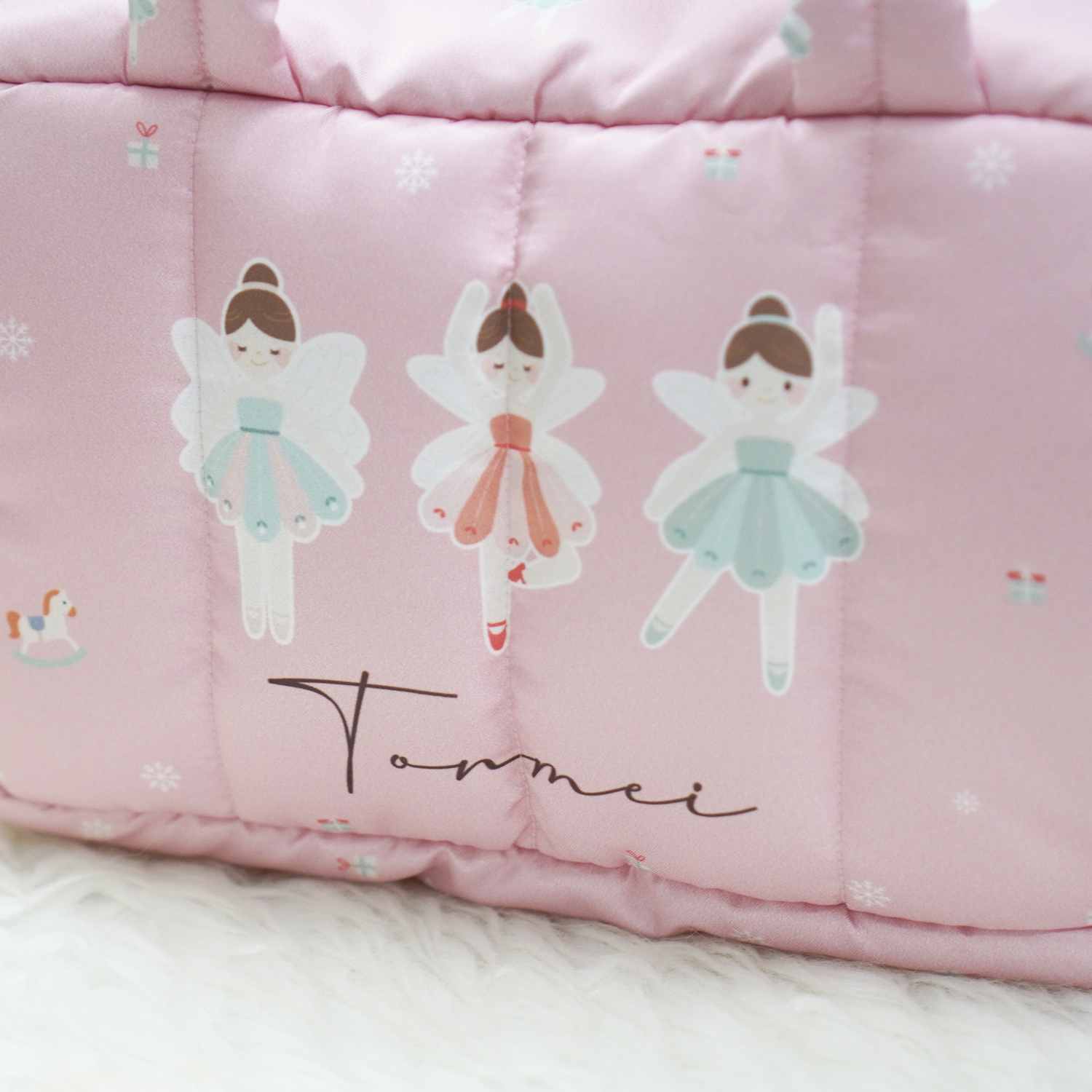 Fluffy Bowling Bag กระเป๋านุ่มนิ่ม ทรง Bowling สั่งทำใส่ข้อความ ลาย Sugar Plum Fairy - Pink