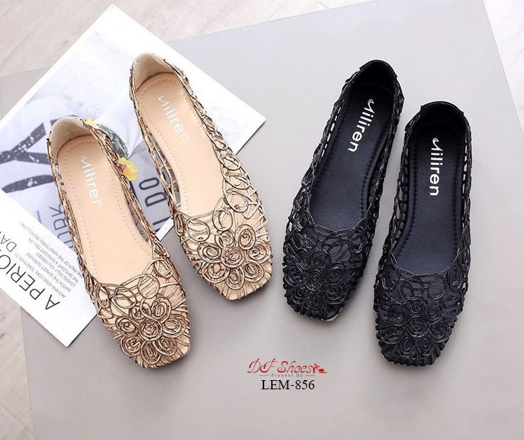 รองเท้าส้นแบนหนังสาน (สีทอง)
