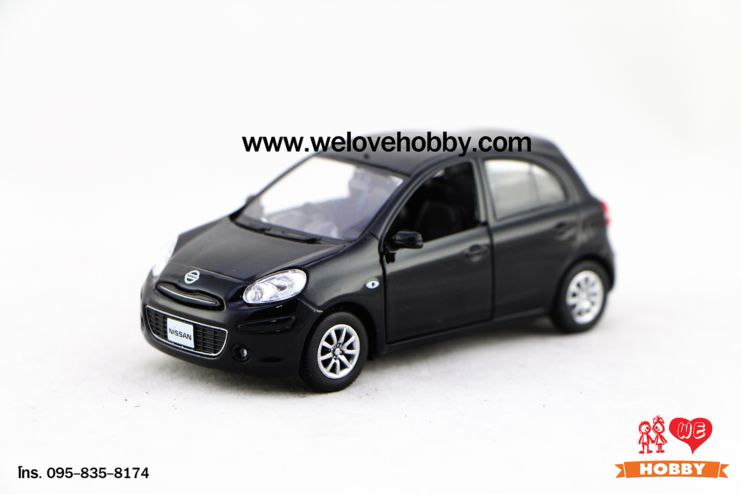 โมเดลรถ Nissan March (Micra) สีดำ Scale 1:32