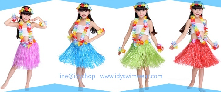 แบบที่ 1ขนาดยาว 40 cm สีส้ม กระโปรงเชือกฟาง Hawaii กระโปรงฮาวาย อย่างเดียว อย่างหนา