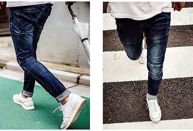 001065 กางเกงยีนส์ Maden tooling Japanese retro wash old jeans Denim Slim feet Size 28-34