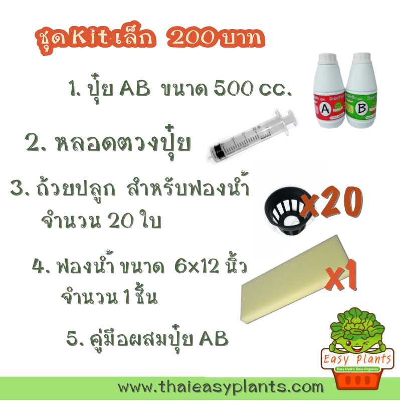 ชุดไฮโดรโปนิกส์คิท (เล็ก) Hydroponics Kit (Small size)