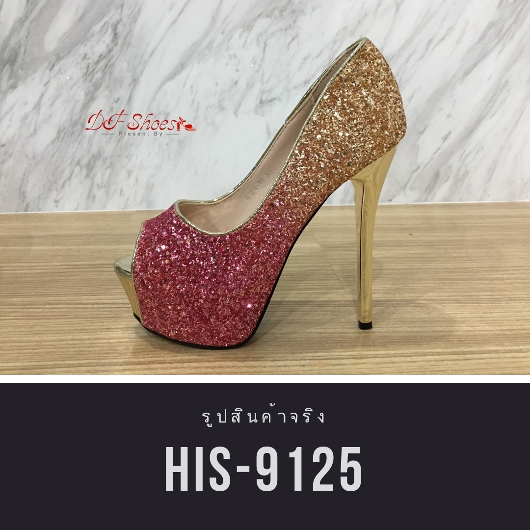 รองเท้าคัทชูส้นสูงกลิตเตอร์ (สีแดง)