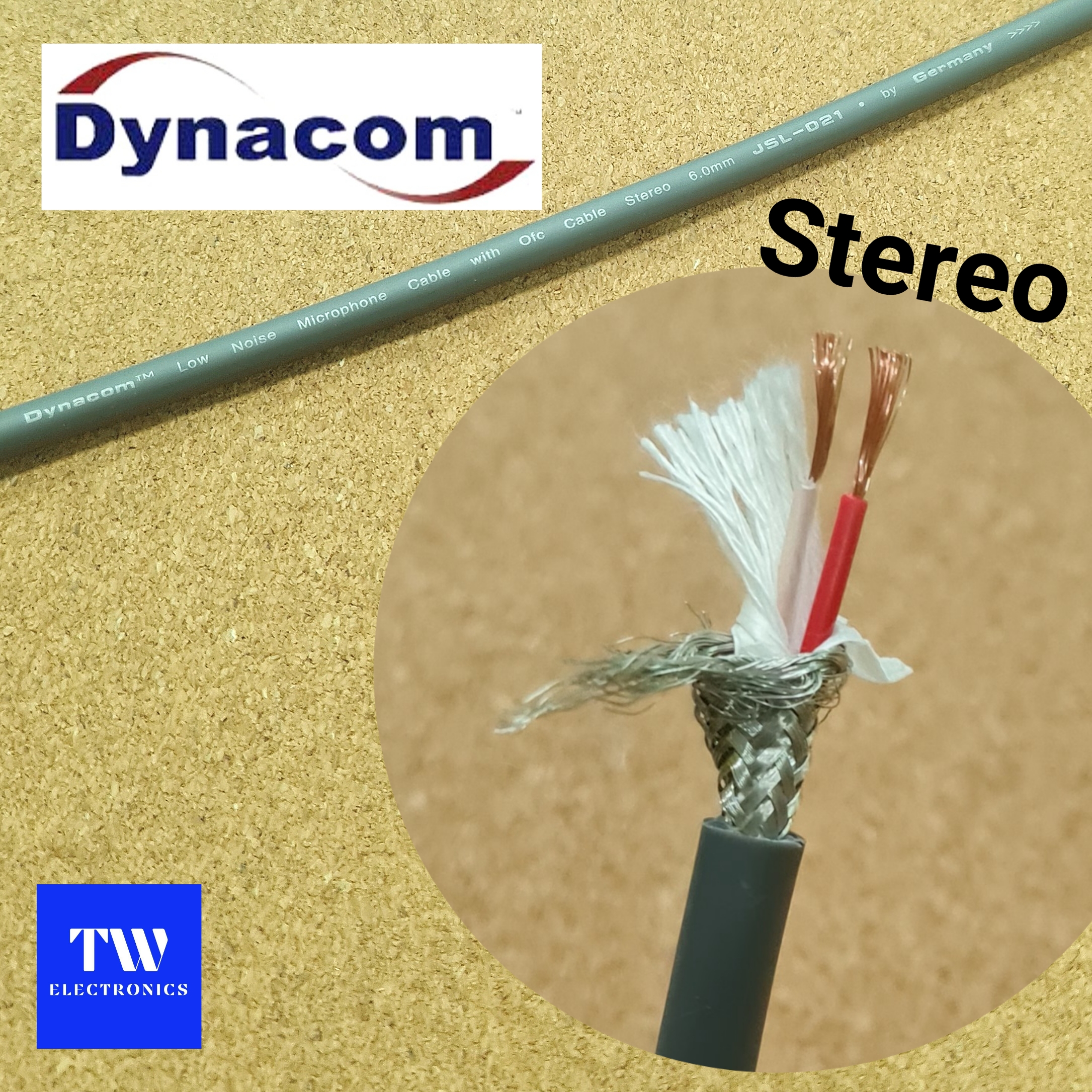 สายสัญญาณไมโครโฟน สเตอริโอ 6mm. (สีเทา) Dynacom / JSL-021
