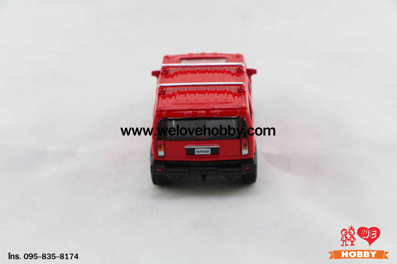 โมเดลรถ 2008 Hummer H2 SUV สีแดง Scale 1:40