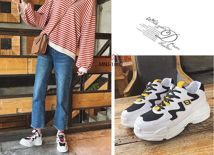 รองเท้าผ้าใบสไตล์Sportแต่งสีแฟชั่น (สีเหลือง)