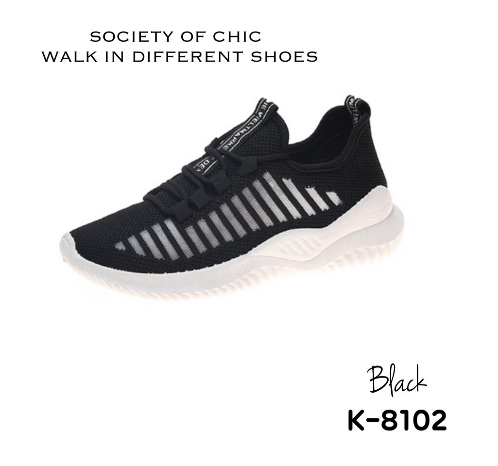 รองเท้าผ้าใบสไตล์Sportแต่งแถบข้าง (สีขาว)