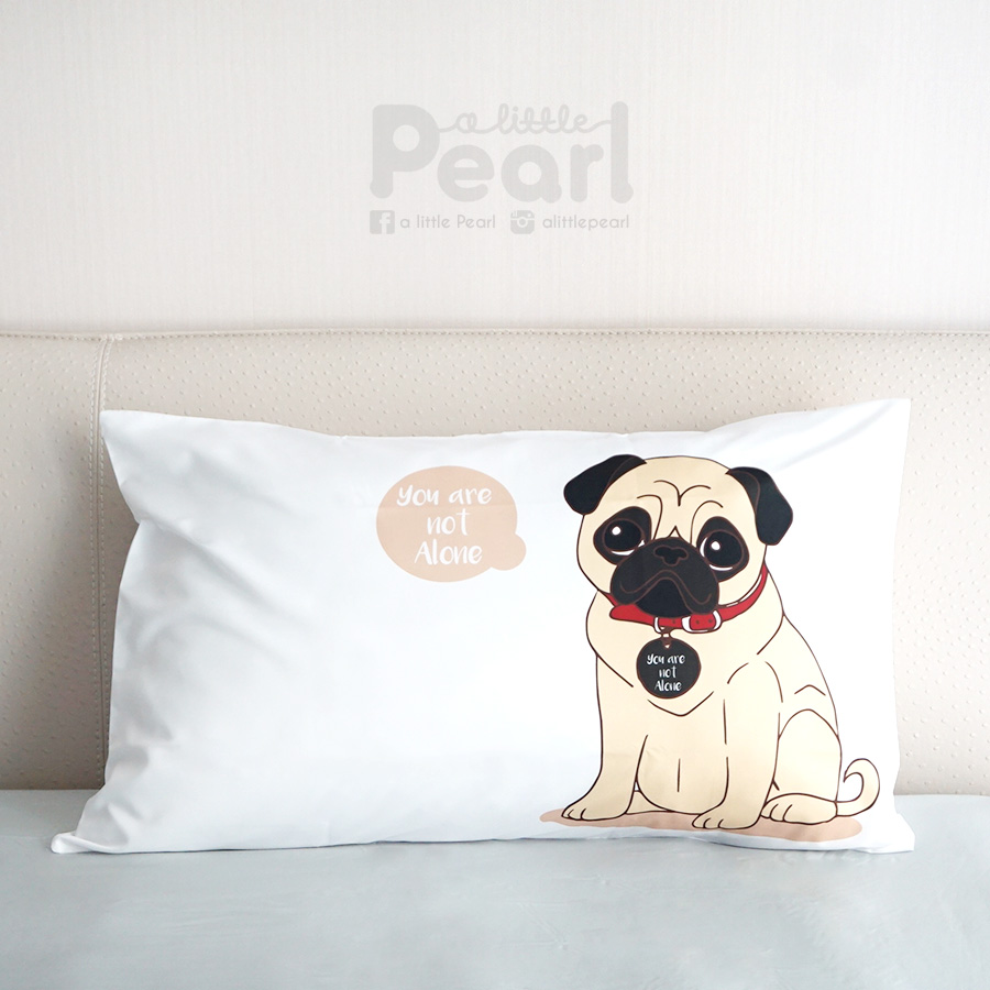 ปลอกหมอนหนุนลาย Pug