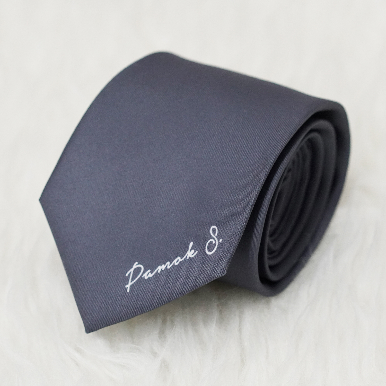 เนคไท สั่งทำใส่ชื่อ ขนาด 3" - Minimal - Dark Grey