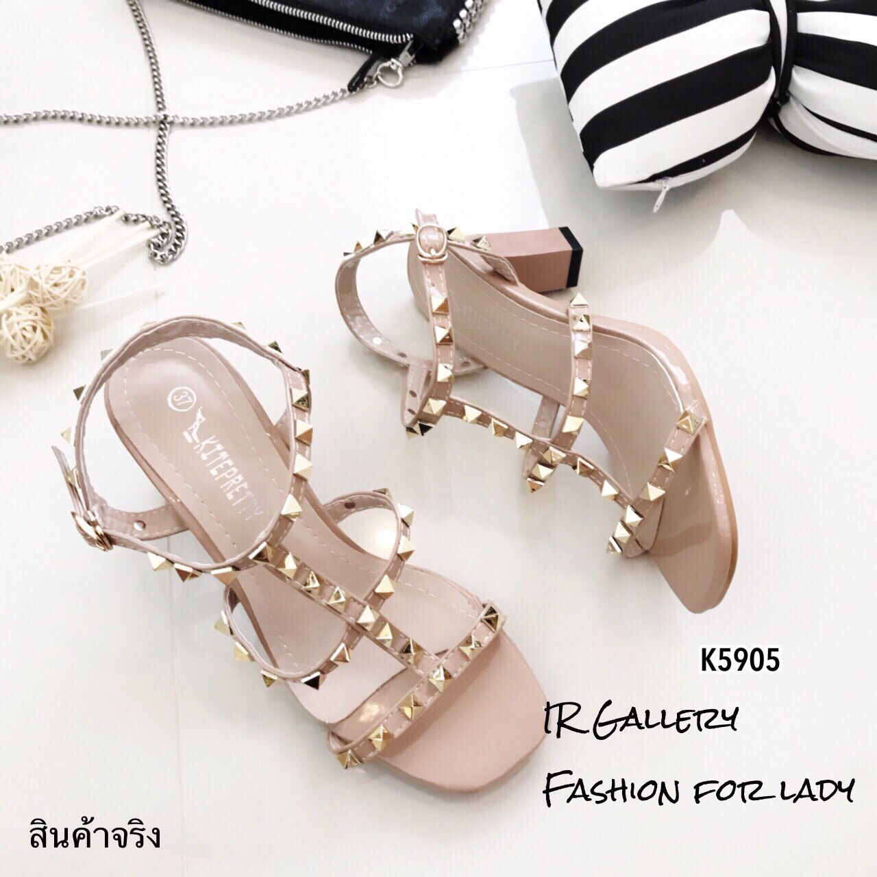 รองเท้า Style Valentino รัดส้น (สีชมพู)