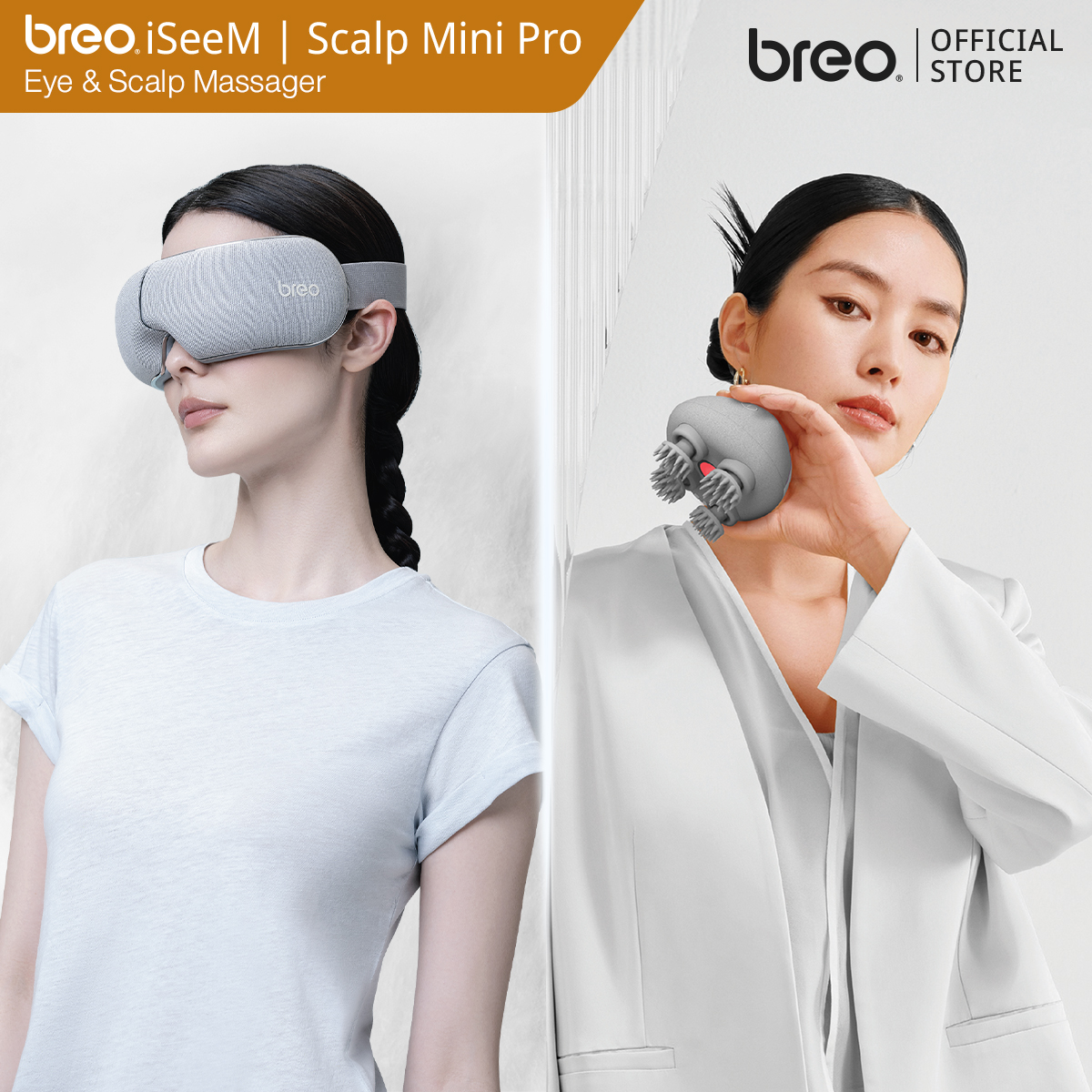 breo Bundles Set เครื่องนวดตา รุ่น iSeeM + เครื่องนวดหนังศีรษะ รุ่น Scalp Mini Pro