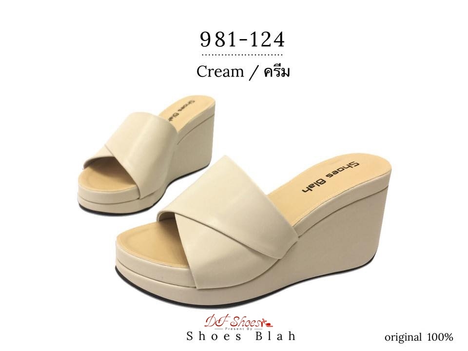 รองเท้าส้นเตารีดสายคาดสไตล์ลำลอง (สีน้ำตาล)