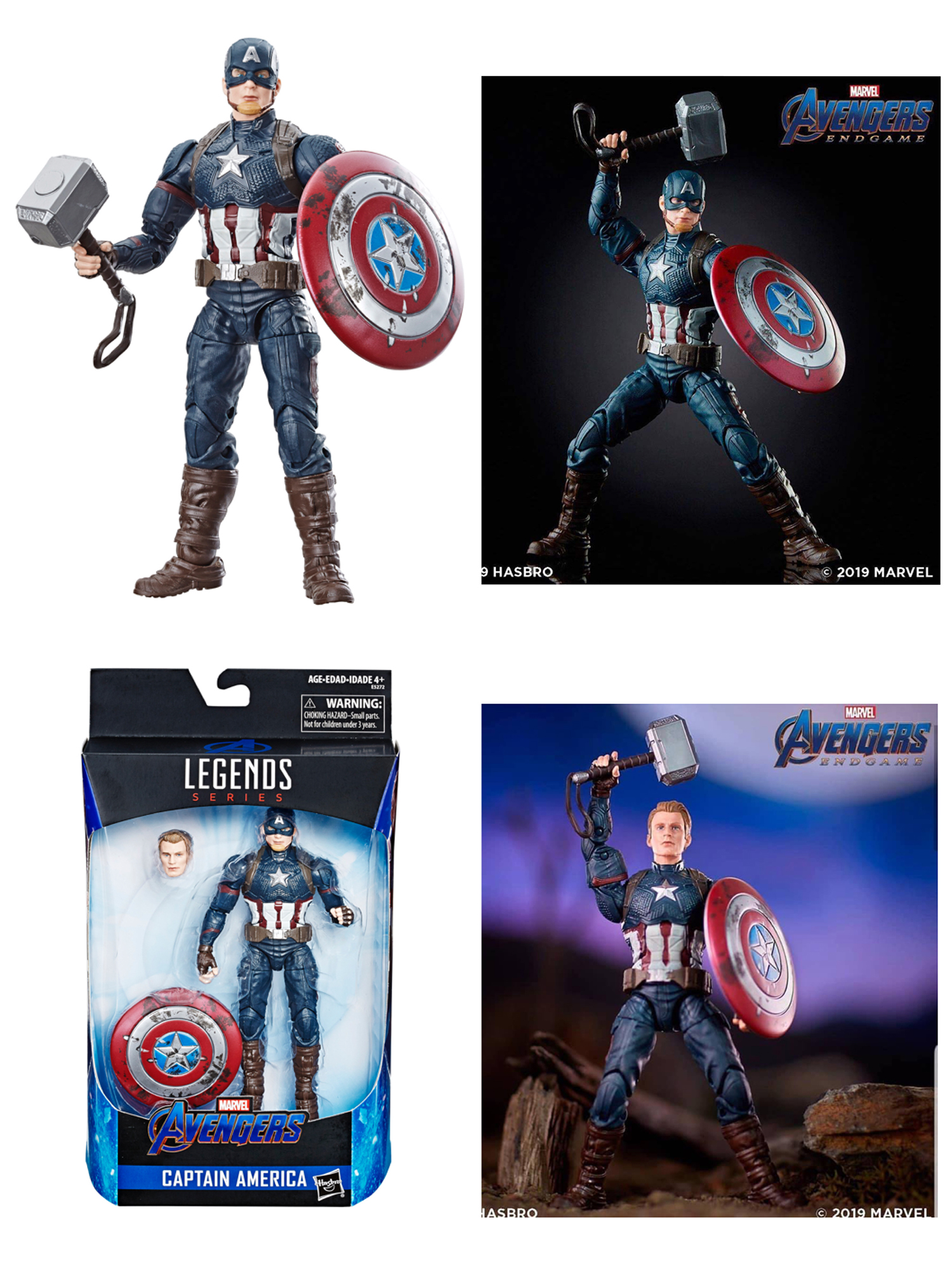 Hasbro Marvel Legends Series Avengers : Endgame 6-inch Captain America Figure With Mjolnir ฮาสโบร มาร์เวล เลเจนด์ ซีรี่ย์ส อเวนเจอร์ส หุ่นโมเดลฟิกเกอร์ กัปตัน อเมริกา 6 นิ้ว พร้อมค้อนธอร์ (โยเนียร์) ลิขสิทธิ์แท้