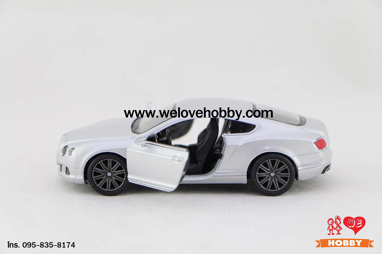 โมเดลรถซุปเปอร์ คาร์ 2012 Bentley Continental GT Speed สีเทาอ่อน Scale 1:38