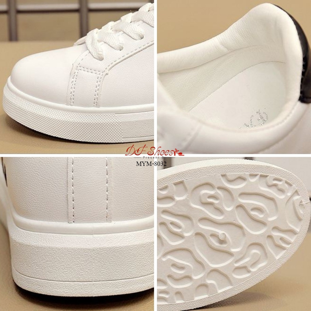 รองเท้าผ้าใบpuปักลายLove (สีชมพู)