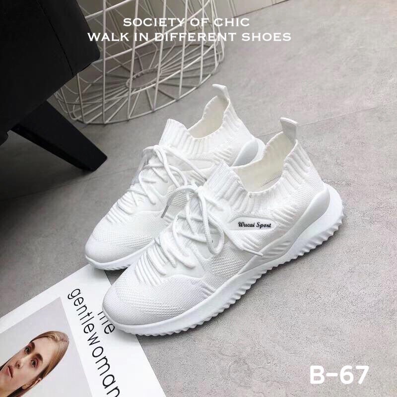 รองเท้าผ้าใบSportขอบถุงเท้า (สีดำ)