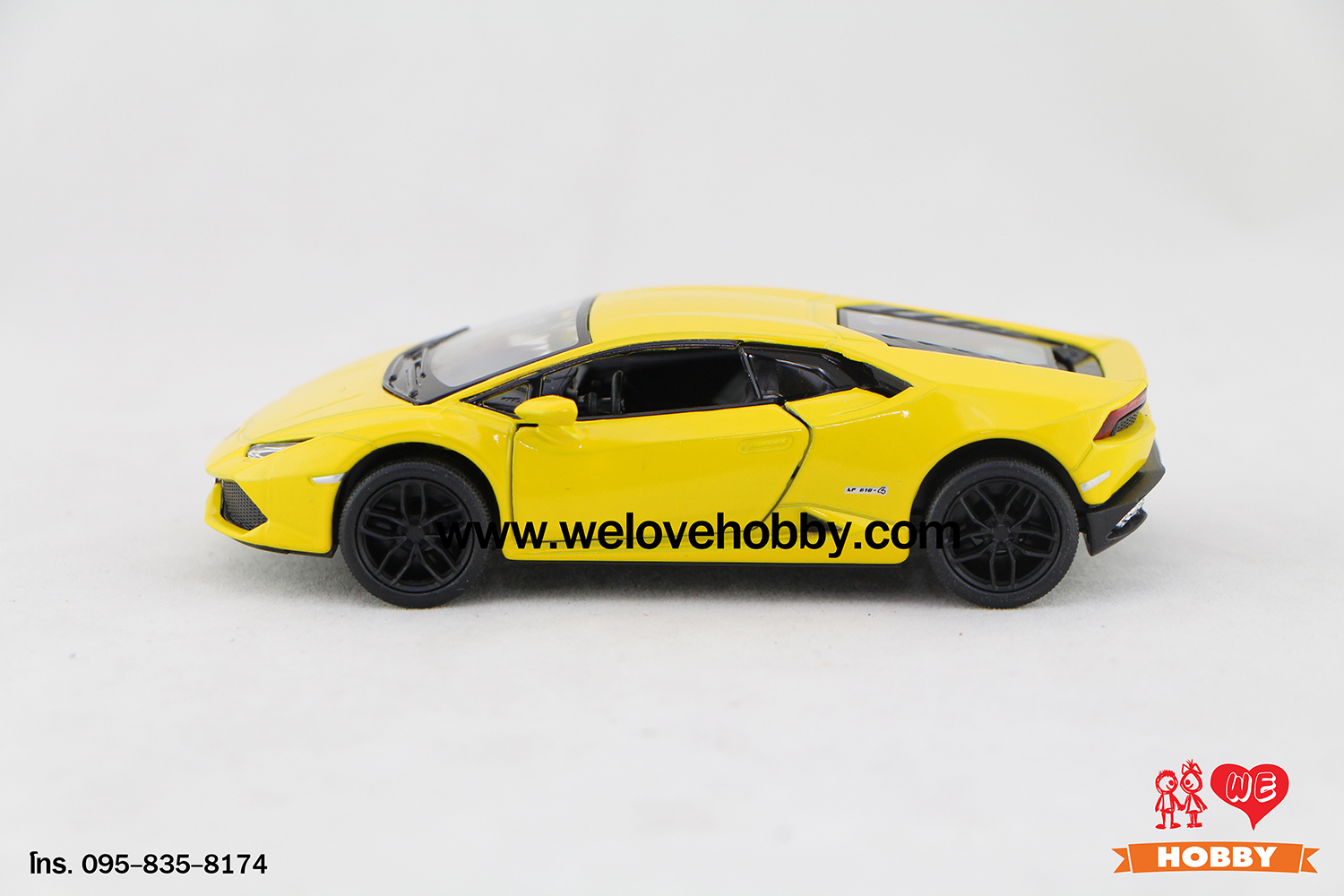 โมเดลรถซุปเปอร์ คาร์ Lamborghini Huracán LP610-4 สีเหลือง Scale 1:36