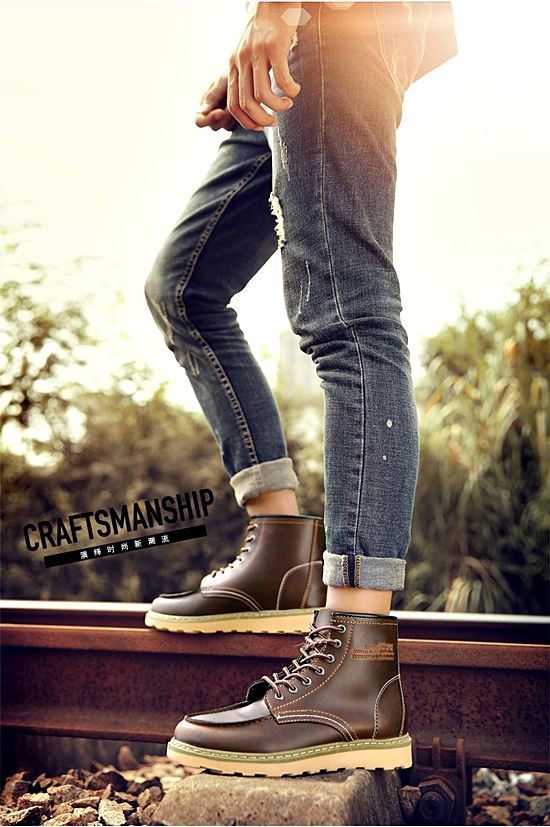 01068 รองเท้าบูท Miyano Martin Boots Leather Shoes high สไตล์วินเทจ [ชาย/หญิง] Size 39-44