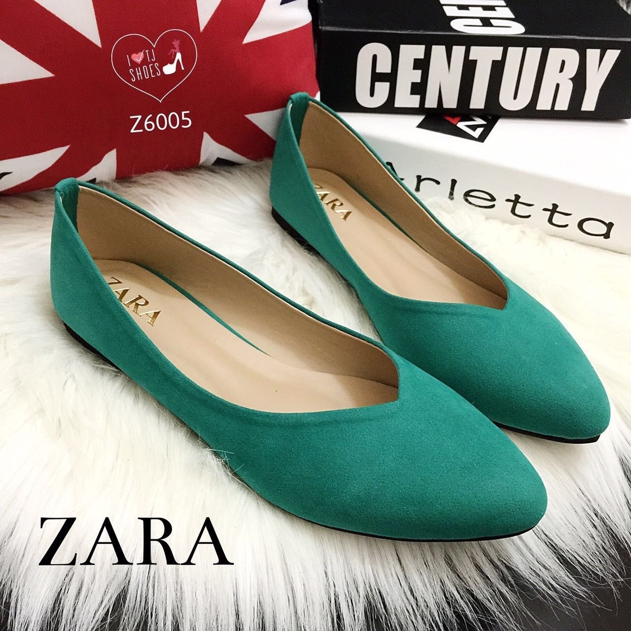 พร้อมส่ง : รองเท้า Zara Candy Flats (สีเขียว)