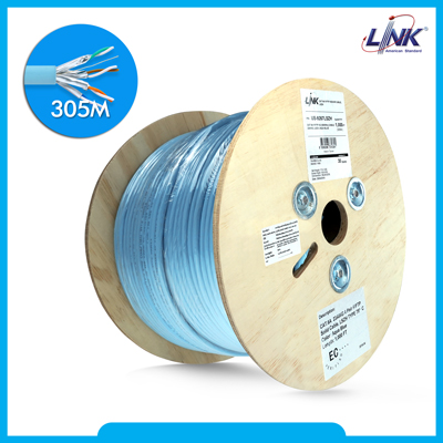 ขายถูก US-9267LSZH CAT6A Indoor F/FTP Cable, XG 500MHz, 23 AWG, LSZH, Aqua Blue Color 305 M./Roll
